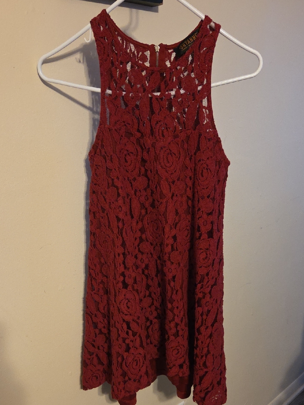 Shyanne Burgundy Red Lace A-Line Dress